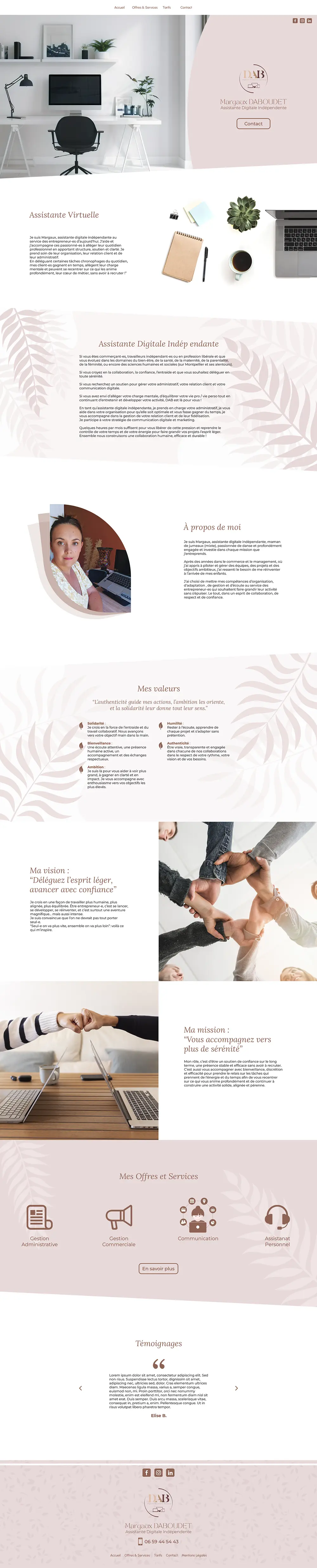 Maquette du site DAB · Assistante digitale